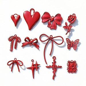 Ankora Red Series Charms Heart Butterfly Bowknot Flower Star Cross <b>Lock</b> Zinc Alloy Unisex DIY Jewelry Kit Gift - Product Image 2