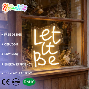 Letrero LED de Neón con la Frase "Let It Be" de Neonawall para Fanáticos de la Música, Luz de Neón Cálida Blanca en Letras Cursivas para Decoración del Hogar y Dormitorio - Product Image 1