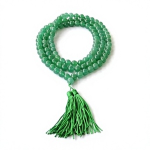 Chapelet de prière Tasbih en résine de jade vert, 108 perles, fait main, qualité supérieure, avec pompon, bijoux religieux unisexe - Product Image 4