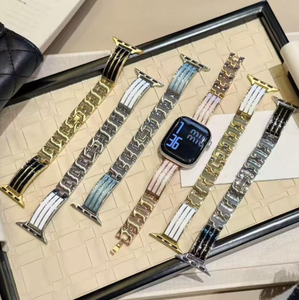 Bracelets de montre en métal de luxe avec paillettes, cristaux et diamants pour <span class=keywords><strong>Apple</strong></span> <span class=keywords><strong>Watch</strong></span>, bracelet de poignet 42 44 45 49 <span class=keywords><strong>mm</strong></span> - Product Image 1