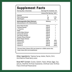 Gummies OEM/ODM à l'Ashwagandha et à la Racine de Maca, Multivitamines, Favorisent le Calme, la Concentration et le Système Immunitaire, Saveur Baies Mixtes - Product Image 5