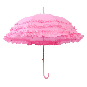 LOTUS New <span class=keywords><strong>Elegant</strong></span> Women's Three-Layer Straight Pagoda Parasol Umbrella Offres Spéciales for Weddings Polyester with Plastic Handle - Product Image 2