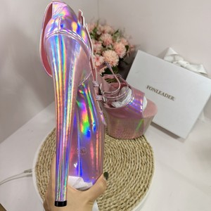 Shiny Roman Peep Toe Shoes Sandals Platform 20CM Super High Heels <b>Pole</b> <b>Dance</b> for Women - Product Image 3