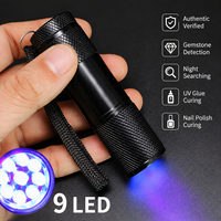 Lampe torche UV portable 9 LED, lumière noire 395nm, lampe ultraviolette pour le durcissement de la résine, le durcissement du vernis à ongles, l'art, les bijoux et les tests