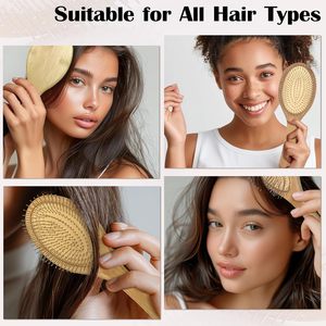 Brosse à cheveux en bois avec logo personnalisé, brosse à cheveux en acier avec poils métalliques pour massage du cuir chevelu, peigne à cheveux - Product Image 6