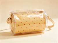 Leichte Halbmond-Unterarmtasche, Transparente TPU-Hülle mit Tyvek-Papierfutter, Farbige Polka-Dot Mini-Handtasche für die Schulter