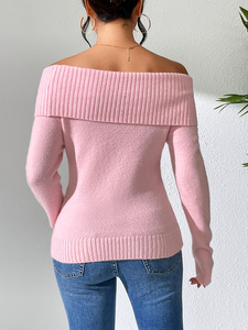 Maglione maglione lavorato a <span class=keywords><strong>maglia</strong></span> allentato stile Casual donna all'ingrosso maglione <span class=keywords><strong>monospalla</strong></span> Sexy di moda invernale - Product Image 3