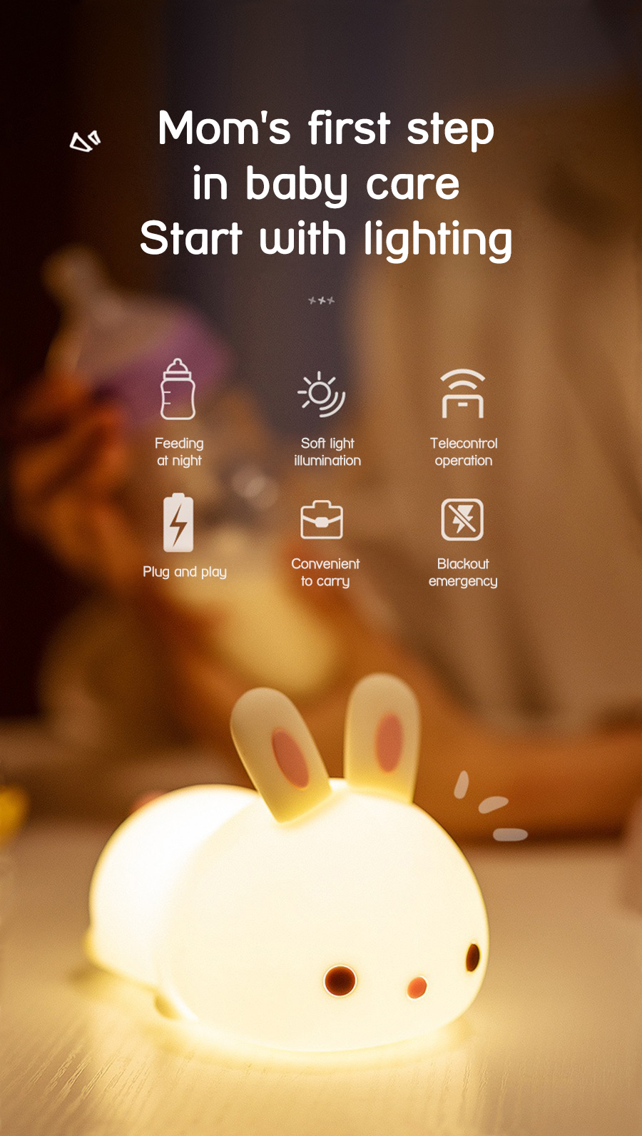 USB rechargeable cat silicone night light touch sensor LED lamp of bedroom the head of a bed with remote control children gifts