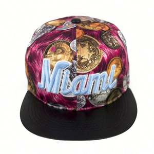 Casquettes Snapback Unisexe Personnalisées à Bord Plat en Cuir Imprimé Floral avec Broderie 3D Los Angeles pour Performance et Cyclisme en Extérieur - Product Image 4