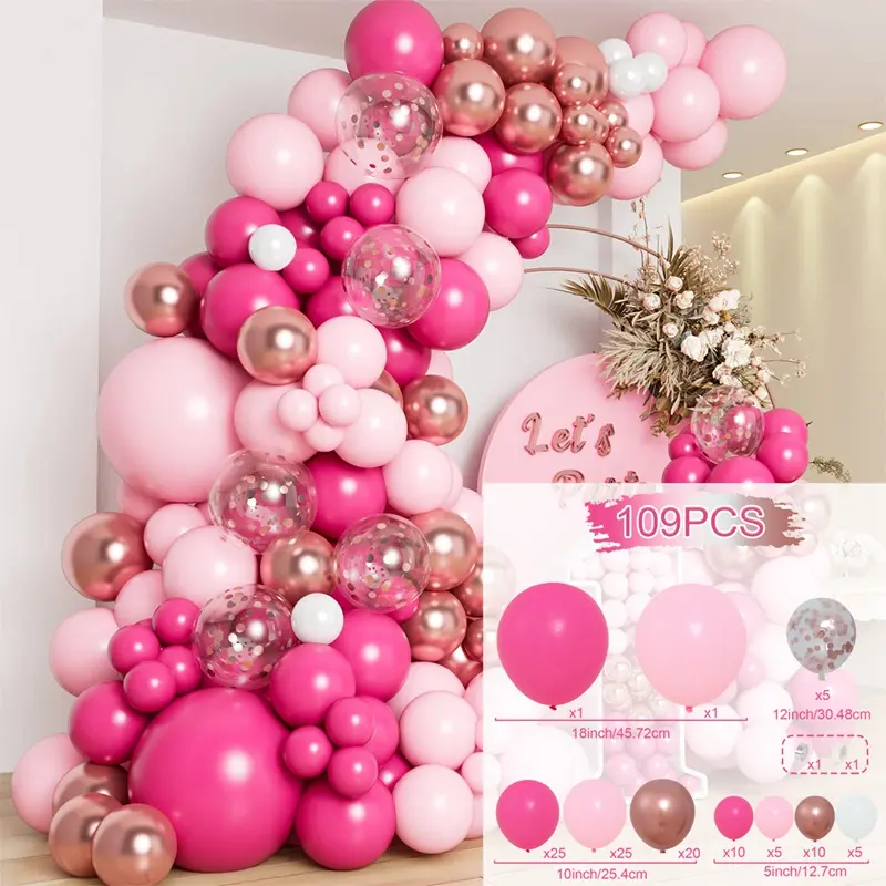 Kit d'arche de ballons rose Sable Blanc et Or Kit de guirlande de ballons Arche de ballons pour décoration de fête d'anniversaire garçon fille