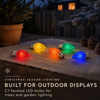 Ampoules LED C7 Multicolores Facettées Dimmables Certifiées ETL, Culot E12 1W 120V IP65 35lm, Lumières de Remplacement Extérieures pour Noël