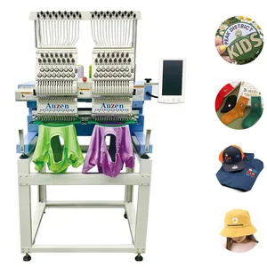 Cheap home embroidery machine two heads for caps t shirts flat badges 3D logo uniforms embroidery machine