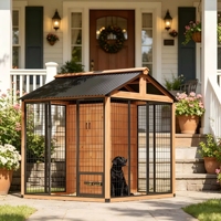 Cage pour animaux de compagnie modulaire, écologique, imperméable et durable, en WPC ASA, avec enclos en grillage métallique et design ventilé
