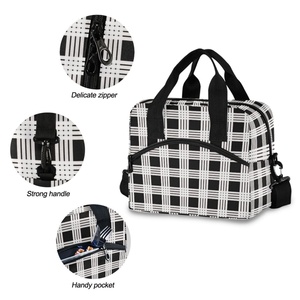 Sacs isothermes portables pour pique-nique et déjeuner, motif Palaka noir et blanc, style hawaïen, petits sacs à lunch personnalisables avec logo - Product Image 5
