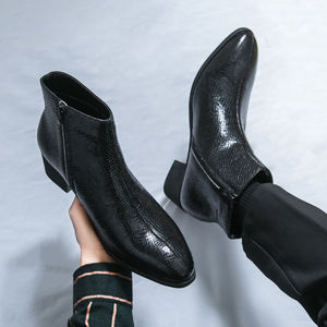 Bottes Chelsea en cuir à bout pointu pour homme, grande taille 38-46, en coton pour l'hiver, utilisables en été et en hiver, bottes de neige <span class=keywords><strong>serpent</strong></span> - Product Image 3