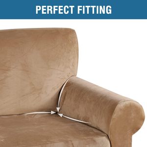 Luxury Velvet 3 Seat <b>Sofa</b> Slipcover Universal Fit <b>Stretch</b> Elastic <b>Cover</b> Modern Style Soft & Comfortable Solid Color - Product Image 4