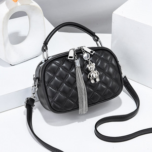 Women's Mini Quilted Crossbody Bag 7 Inch Zipper Closure Portable Everyday Use Black - Product Image 3