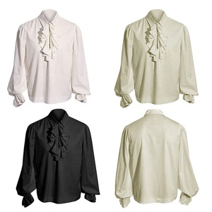 <span class=keywords><strong>Chemise</strong></span> à volants pour homme, costumes de cosplay médiévaux pour Halloween, hauts victoriens steampunk, chemisier de pirate Renaissance, <span class=keywords><strong>chemise</strong></span> à volants - Product Image 2