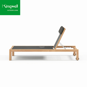 Chaise longue de luxe moderne en teck pour l'extérieur, idéale pour la piscine, la plage, le parc, l'hôtel, la villa ou la cour. - Product Image 4