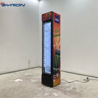 Réfrigérateur à boissons vertical commercial, fin, avec porte vitrée, dégivrage automatique, étagères réglables, affichage LED, mécanique
