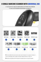 Lecteur de codes-barres sans fil industriel 1D/2D, pistolet portatif longue portée avec capteur CIS, 500 lectures/min, pour inventaire et gestion des stocks