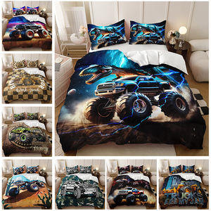 Ensemble <span class=keywords><strong>de</strong></span> literie pour enfants Monster Truck garçon dessin animé <span class=keywords><strong>Housse</strong></span> <span class=keywords><strong>de</strong></span> <span class=keywords><strong>couette</strong></span> 3 pièces Tissu en microfibre écologique Personnalisé - Product Image 2