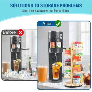 Support de rangement rotatif à 7 niveaux pour dosettes de café en bois, organisateur de bureau pour le rangement des capsules et des sachets de thé - Product Image 4