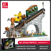 JIESTAR 59164 1987 Piezas Serie Vista Urbana Bloques de Construcción de Ferrocarril Modelo de Bloques de Construcción Juguete Educativo Técnico Regalo Festivo