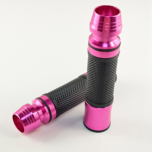 Poignées de guidon de moto Qiangye en aluminium rose avec poignée en caoutchouc noir, ajustement universel pour Yamaha Suzuki, pièces de modification - Product Image 2