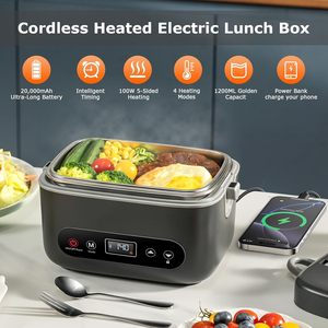 Boîte à <span class=keywords><strong>lunch</strong></span> à contrôle automatique de la température, rechargeable par USB, chauffe-aliments portable, boîte à <span class=keywords><strong>lunch</strong></span> électrique sans fil de 1,2 L - Product Image 2