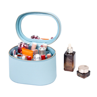 Trousse de Maquillage de Voyage OEM avec Miroir, Mallette Compacte de Maquillage, Trousse d'Artiste Maquilleur, Organisateur Cosmétique Ovale