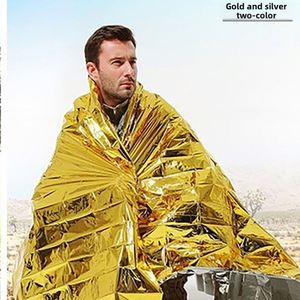 Manta Térmica de Doble Cara Dorada y Plateada de 130x210cm, Portátil, Resistente al Viento y al Agua, para Emergencias, Primeros Auxilios y Supervivencia en Todas las Estaciones - Product Image 2