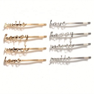 Al por mayor, nuevo estilo, horquillas de metal sencillas con palabras para mujer, pinzas para flequillo de niña - Product Image 2