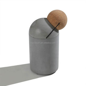 ถังขยะขนาดเล็กฝาไม้วัสดุคอนกรีตรูปทรงกระบอกสำหรับสำนักงานศึกษาโรงแรมล็อบบี้ - Product Image 5