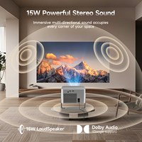 Projecteur intelligent LED HY350GT avec prise en charge 4K, mise au point automatique, 650 ANSI, home cinéma portable, livré avec Google TV Stick