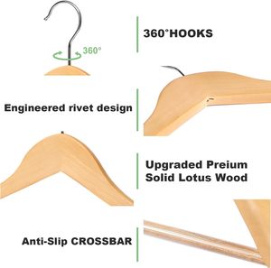 Appendiabiti in legno di lusso spessi e larghi 5,5 cm per abiti, giacche e cappotti, ideali per negozi di abbigliamento - Product Image 3