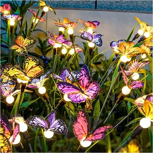 LED solar mariposa flor Luz Jardín exterior caoping LED paisaje Luz Jardín césped patio mariposa lámpara