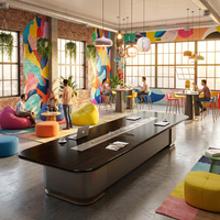 Table de réunion de luxe pour PDG, finition brillante, plateau en MDF E1, bureau de salle de réunion avec hub d'alimentation intégré, mobilier de bureau