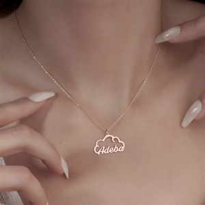Collier personnalisé en acier inoxydable plaqué or avec nom et motif nuage mignon, idéal pour la fête des mères (Dropshipping) - Product Image 5