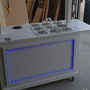 Klayya Wooden Stall <b>Stand</b> 4 Wheel Outdoor Mobile Food Cart With Lights And Display Racks For <b>Night</b> Market Use - Product Image 3