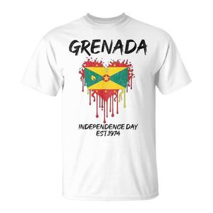 T-shirt con bandiera grenadina a forma di cuore per il Giorno dell'Indipendenza-Est1974 - Product Image 1