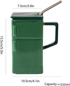 <span class=keywords><strong>Mug</strong></span> en céramique amusant de 18 oz en forme de réfrigérateur, tasse créative rétro pour thé, café, lait avec couvercle et paille, idéal pour le <span class=keywords><strong>bureau</strong></span> et la maison - Product Image 6