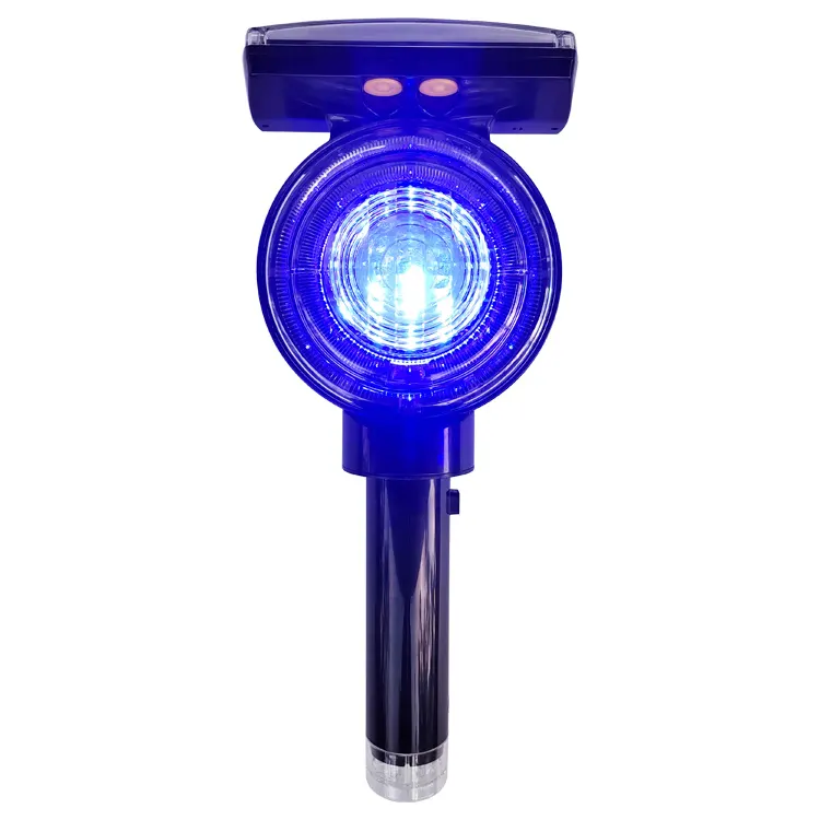 नई ब्लू रोड सुरक्षा साइन सौर सुरक्षा कार फ्लैश प्रकाश नियंत्रण स्विच के साथ प्रकाश का नेतृत्व किया