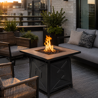 Table de foyer au propane en acier avec allumage par impulsions 13000W pour terrasse, idéale pour les fêtes en extérieur, avec pierres de lave