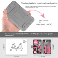 Juego de Herramientas Combinadas de Acero con Alto Contenido de Carbono para el Hogar, con Martillo, Destornillador, Llaves Inglesas y Cinta Métrica, para Mantenimiento del Automóvil y Ferretería