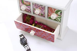 Di ceramica e di Legno Piccolo Scrigno di 6 Decorato A Mano Pittura In Rilievo Cassetti per Gioielli Organizzatore - Product Image 2