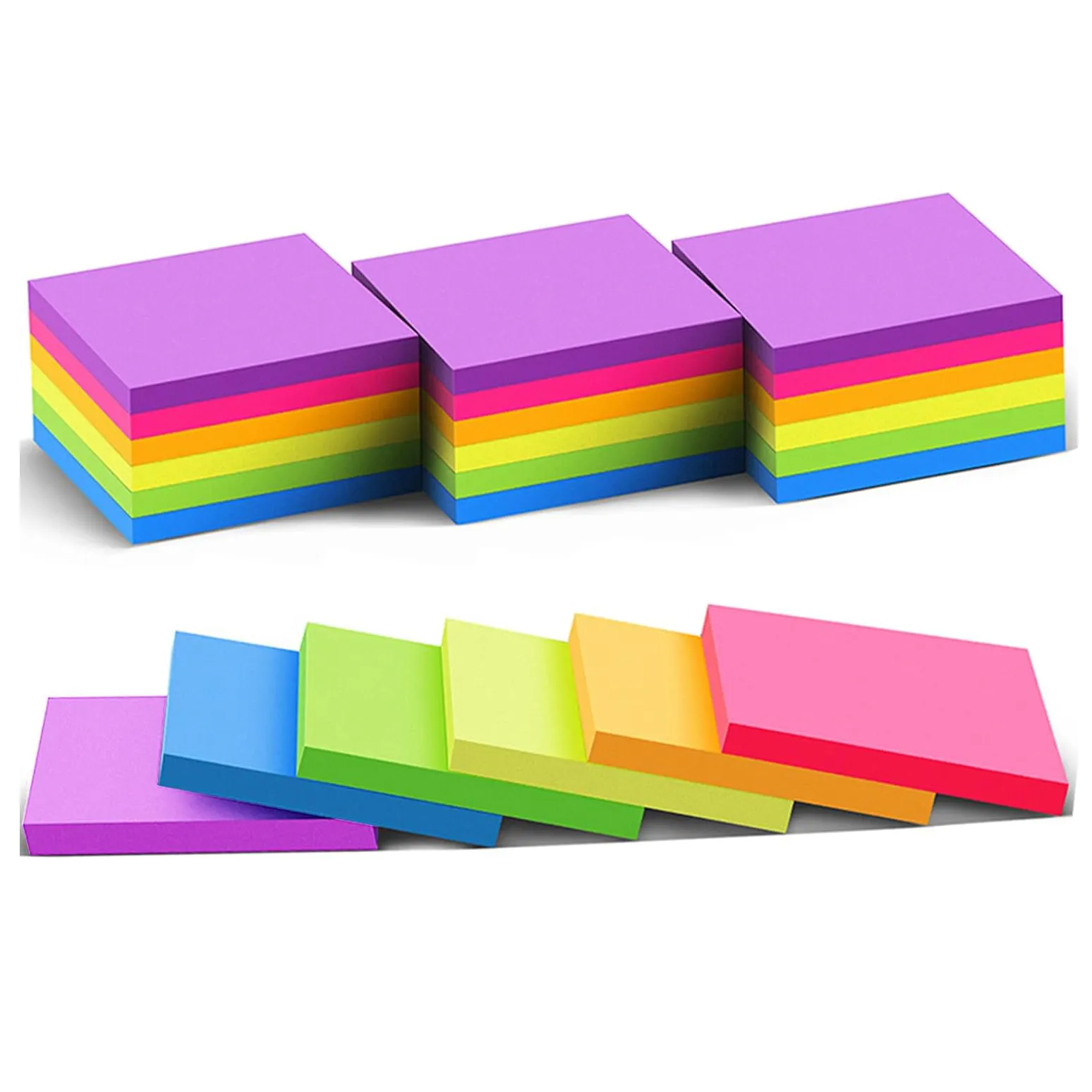 Livres en gros Carnets de bureau Notebooks Notebooks Auto-Adhésif 3x3 Pouces Couleur Papeterie Sticky Note