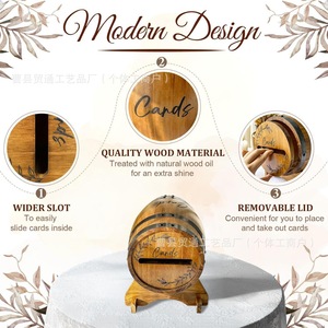 Wooden Barrel Shaped <b>Card</b> Holder <b>Wedding</b> Decoration Handmade Laser Cut Desktop Organizer Gift <b>Box</b> - Product Image 2