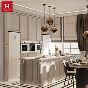 HAPPY HOUSES Mobili da Cucina di Lusso in Legno Massello Stile Francese con Isola, Set Neoclassico Personalizzato <span class=keywords><strong>per</strong></span> <span class=keywords><strong>Cucine</strong></span> di Ville di Lusso - Product Image 1
