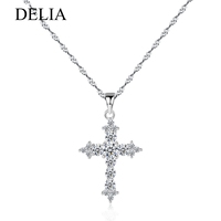 Collar con Colgante de Cruz de Plata de Ley S925 y Circonio, Moderno, Versátil, Minimalista, para Uso Diario, para Mujer, para Tienda en Línea